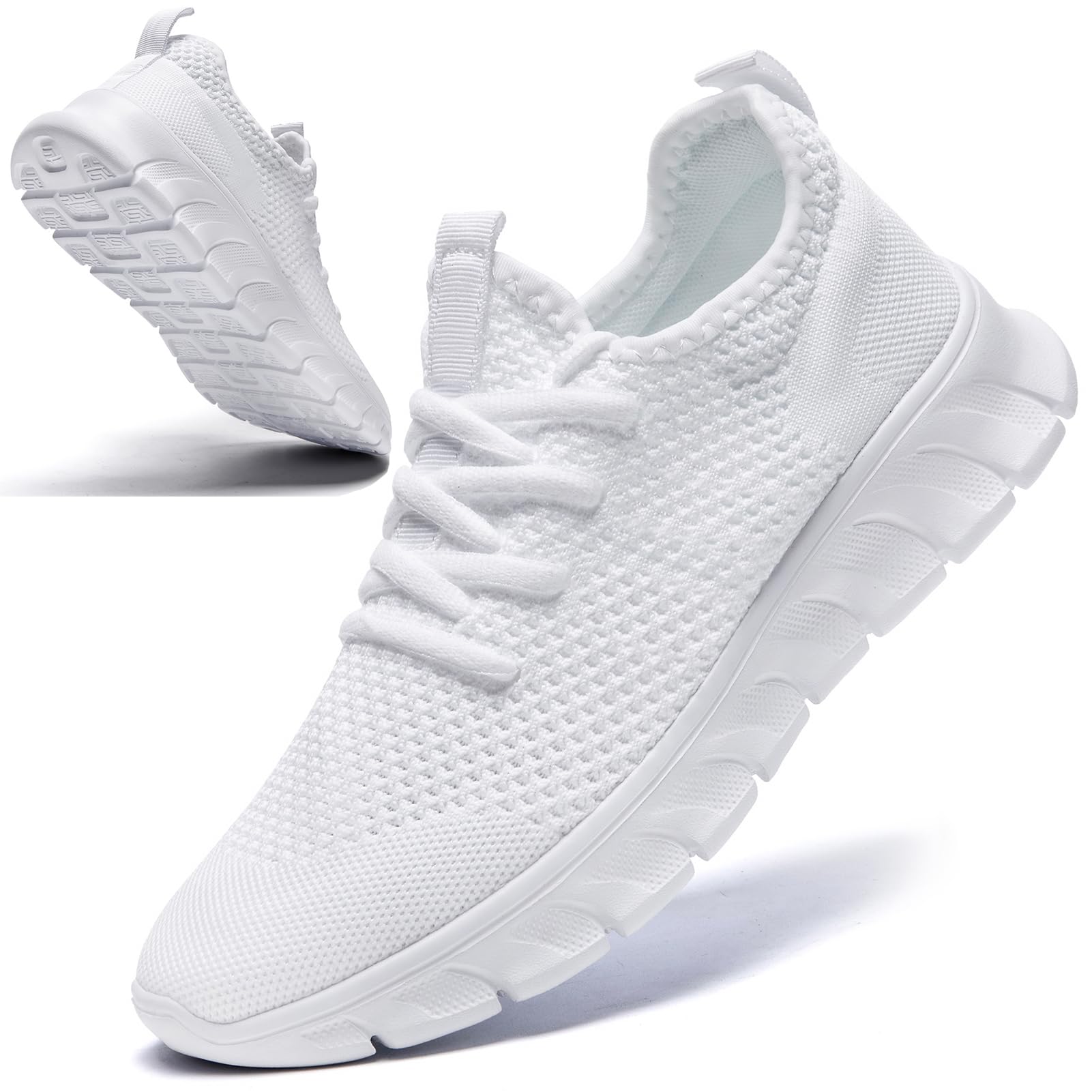 Photo 1 of * * USED** DIRTY** YOSFDC White Sneakers for Womens Mens Running Shoes Tennis Gym Shoe Unisex Light-Weight Cushion Walking Sneaker Ladies Size Women 9.5/ Men 8