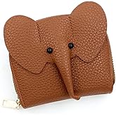EILB Wallet Card Holder, RFID Blocking Purse,Cute Elephant Small Minimalist Leather Credit for Women, Girls, Ladies (Brown)
