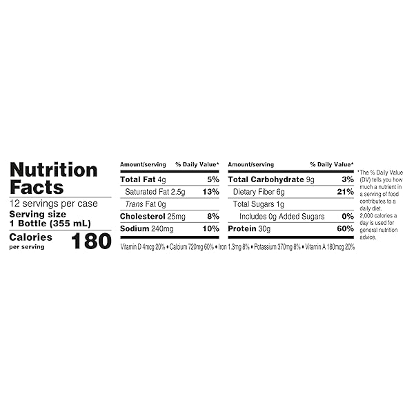 OIKOS PROTEIN SHAKE, CHOCOLATE, 30G HIGH PROTEIN DRINKS, SHELF STABLE, READY TO DRINK, 5G PREBIOTIC FIBER, 12 FL OZ BOTTLE, 12 COUNT​