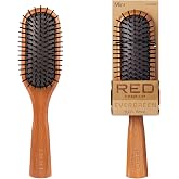 RED Premium Evergreen Wooden Paddle Brush, Detangling Brush with Long Bristles for Thick, Curly, Thin, Wet or Dry Hair - Long-Lasting Shine (Mini)