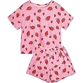 Hilinker Womens Cute Graphic 2 Piece Pajamas Short Sleeve Top with Shorts Comfy Loung Set