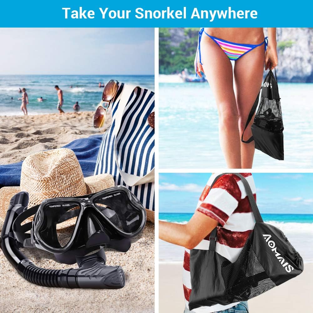 Dry Snorkel Mask Set Snorkeling Gear – Foldable Dry Snorkel Set with Dry-wet Switchable Float Valve, Purge Valve Tube, Anti Fog 180 Panoramic Silicone No Leak Seal Mask for Adults and Youth : Sports & Outdoors