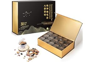 BELEEPLANNER Christmas Tea Gift Set - Ginseng Polygonatum Eucommia Male Flower Tea, Travel Edition Gift Box for Men Women, No Additives, Caffeine Free, 19 Precious Natural Herbal Ingredients（30 Cans/1 Box)