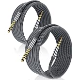 Elebase 1/4 Inch TRS Instrument Cable 10FT 2Pack,6.35mm Male Guitar Cord 3M | 6.3mm Jack Stereo Audio Music Lead,Quarter Inch Balanced Line for Electric Guitar,Bass,Keyboard,Mixer,Amp,Speaker,Equalizer