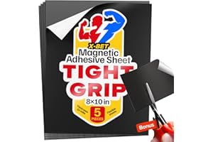 Strong Self-Stick Adhesive Magnetic Sheets 5 Pcs (8"x10"/20x25cm) – Customizable Magnetic Paper for Photo, Magnet Stickers, L