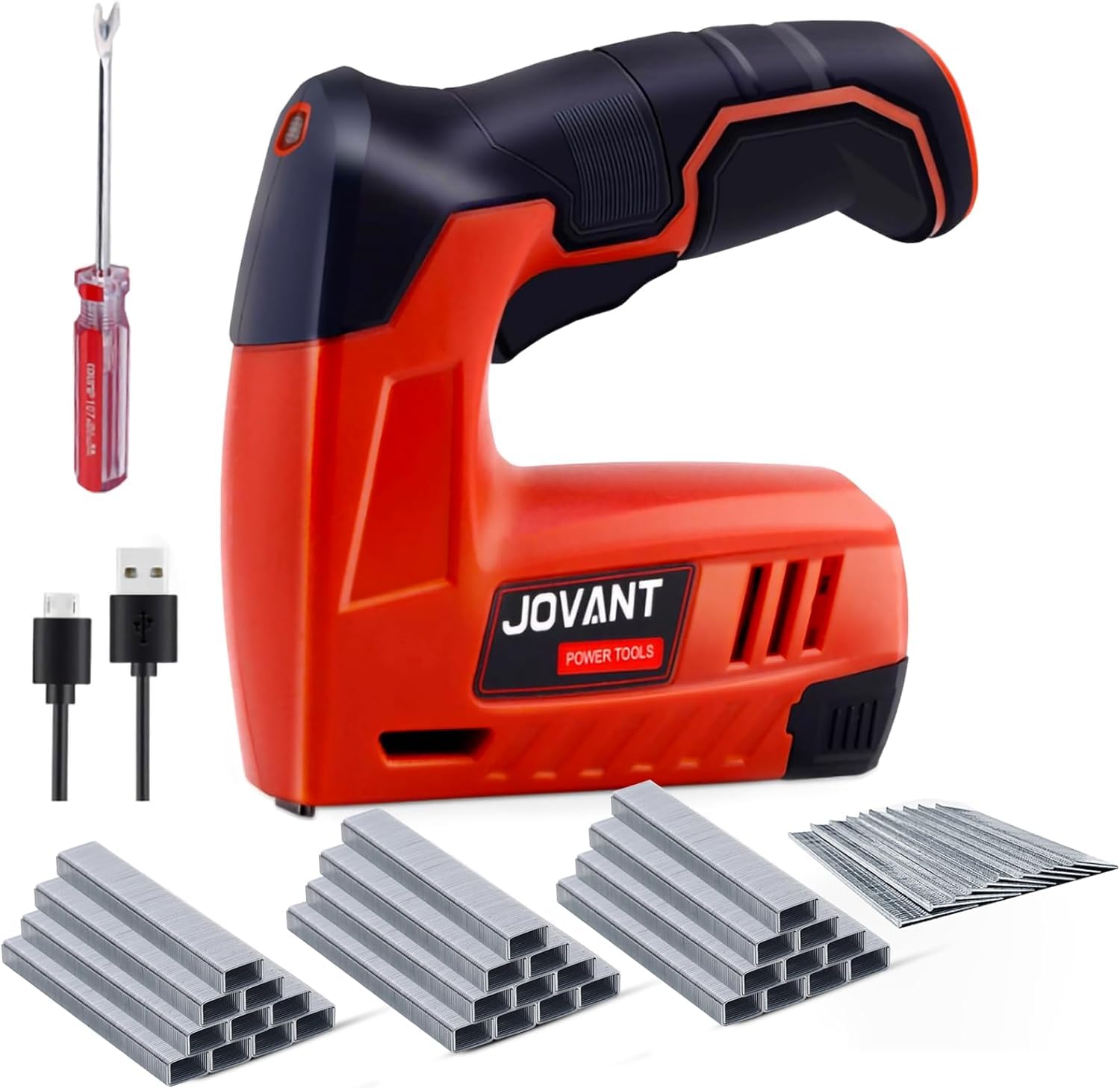 Electric Staple Gun with 3650 Staples and Staple Remover,Upholstery Staple Gun Heavy Duty for Wood, Crafts, Carpentry, Decoration DIY,4V 2 in 1 Cordless Brad Nailer fits 3/16" - 3/8 "Staples,Nails