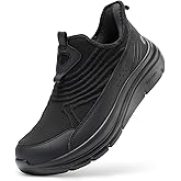 FitVille Men's Extra Wide Slip on Walking Shoes, Breathable Hands Free Slip on Sneakers, Comfortable Orthopedic Shoes for Standing All Day - Step Ease V1