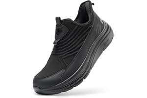 FitVille Men's Extra Wide Slip on Walking Shoes, Breathable Hands Free Slip on Sneakers, Comfortable Orthopedic Shoes for Standing All Day - Step Ease V1