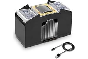 AOPER Automatic Card Shuffler - Electronic Casino Poker Card Shuffling Machine - Battery Operated Plastic Cards Mixer - 2/4/6 Decks Playing Cards for Home & Party - 2M USB Line