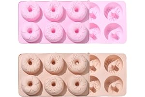 Airssory Donut Baking Silicone Molds, 2 Pcs, 2 Colors (Mixed), 27x16x3cm, Non-Stick, for Homemade Donuts & Pastries