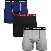 Reebok Mens Boxer Briefs - 3 Pack Athletic Stretch Moisture Wicking 6” Inseam Mens Underwear Boxer Briefs with Contour Pouch