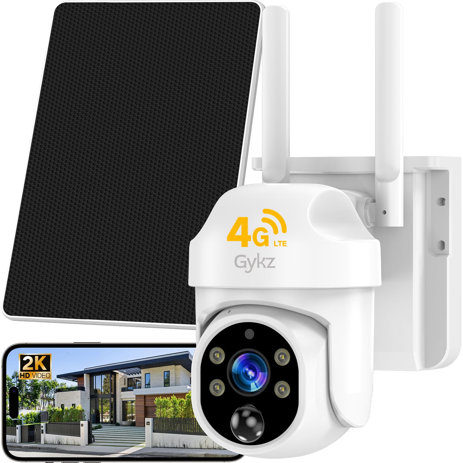 Photo 1 of 4G LTE Cellular Solar Security Camera Wireless Outdoor, 4G LTE Cellular Security Camera Includes SIM Card, Solar Powered Cellular Camera with PIR Motion Detection & Color Night Vision & Two-Way Audio