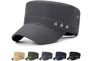 Initlove Cadet Army Cap Military Unisex Flat Top Hat for Men Women