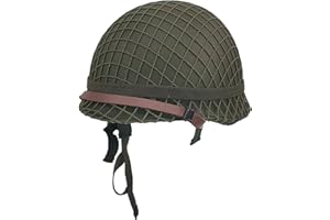 WXKHV WWII US Army Helmet Replica, WW2 Helmet, M1 Helmet, WW2 Army Helmet, WW2 Gear, WW2 Helmet US Army Steel Shell with Net/Canvas Chin Strap/Cat Eye Band