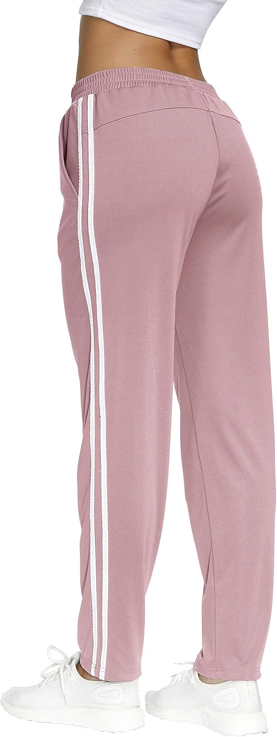 BLEVONH Womens Elastic Waistband Striped Side Work Out Sweatpants with Pockets at  Women’s Clothing store