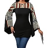 Sexy Floral Blouse for Women Casual Long Sleeve Button Down T-Shirt Simple V Neck Loose Tops Shirts Dress