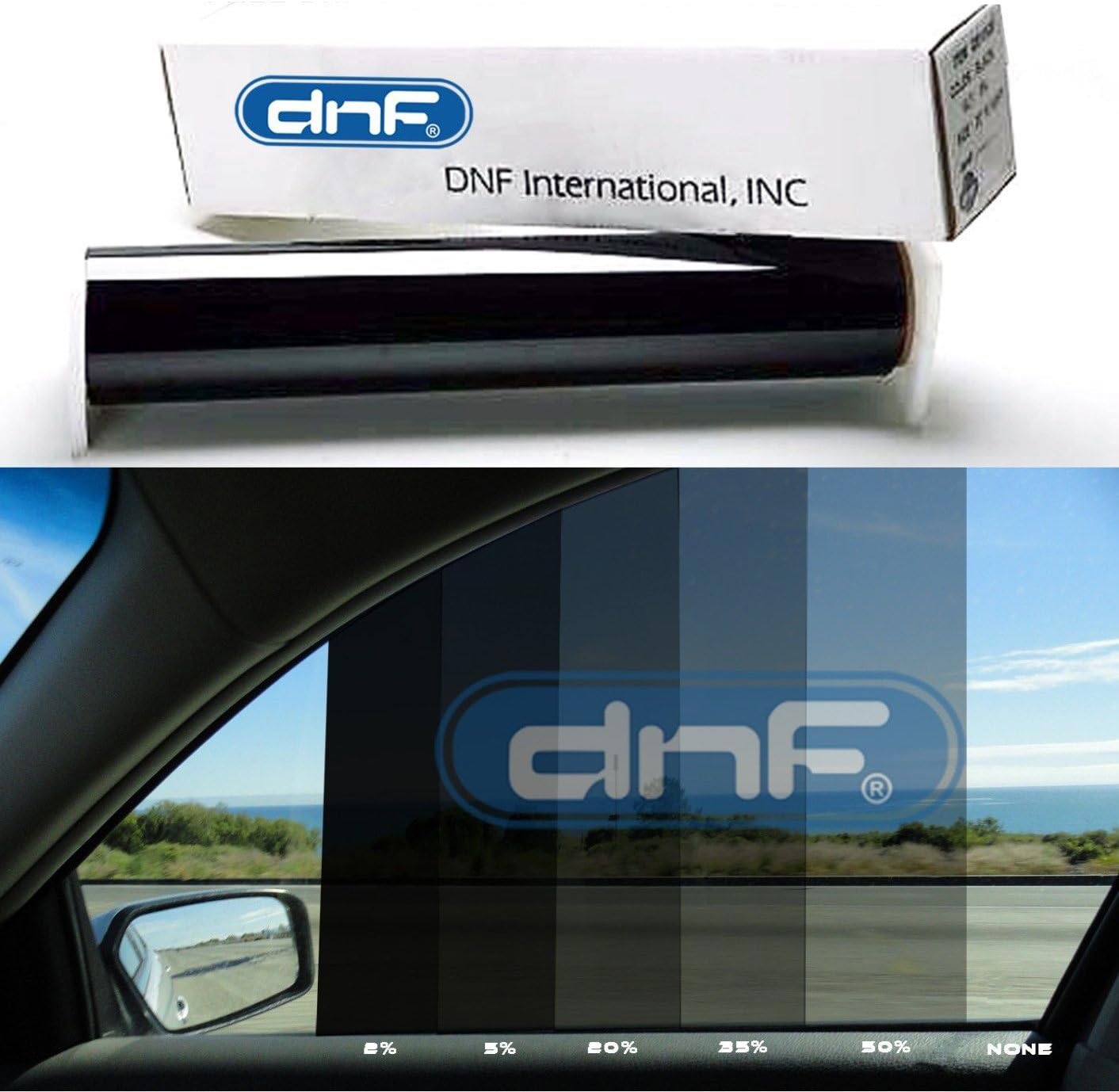 DNF 1 PLY Black 20% 30" X 100 Feet Window Tint Film with Free DNF Tri-Edge Squeegee