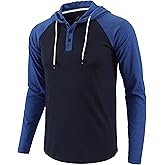 Demucy Mens Hoodies Shirt Casual Athletic Workout Fashion Hooded Lightweight Jersey Sweatshirt Long Sleeve with Drawstring