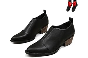 Women's Chunky Low Heel Ankle Booties Fashion V Cut Stacked Low Heeled Booties Western Cowgirl Cowboy Boots For Women,Comfort