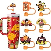 6Pcs Thanksgiving Straw Toppers for Stanley Cup, Fall Straw Caps for 10mm Drinking Straw Tip Covers