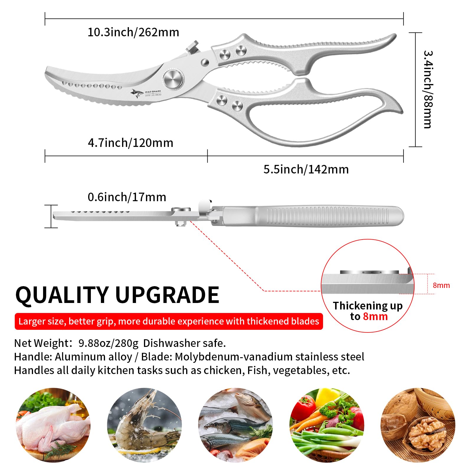 Turkey Scissors Mua MAD SHARK Poultry Shears, Kitchen Scissors for Food, Heavy Duty ...