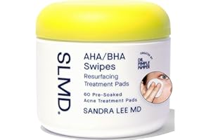SLMD by Dr. Pimple Popper - AHA BHA Toner Pads Swipes, Salicylic Acid, Glycolic Acid & Lactic Acid - Daily Resurfacing Pads for Face & Body - Facial Exfoliating Resurface, Treat, and Prevent Acne