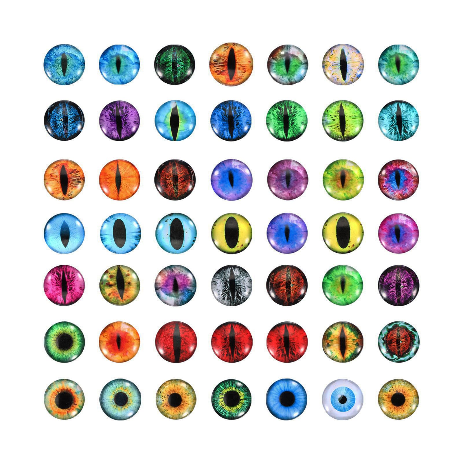 PATIKIL 12mm Dragon Eyes, 100 Pcs Round Glass Eyes Animals Crochet Eyes for Clay Doll Making Craft DIY Findings Jewelry Making, Mix Color
