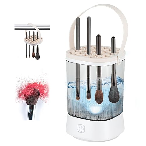 Electric Makeup Brush Cleaner Machine,3-in-1 USB Automatic Makeup Brushes Cleaner,Quick Wash in Seconds Cosmetic Brushes Cleaning Tools,Hand Free Make up Brush Cleaner Set for Cleaning and Drying