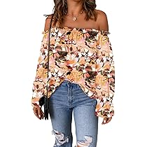 BLENCOT Women's Sexy Off The Shoulder Summer Blouse Tops 3/4