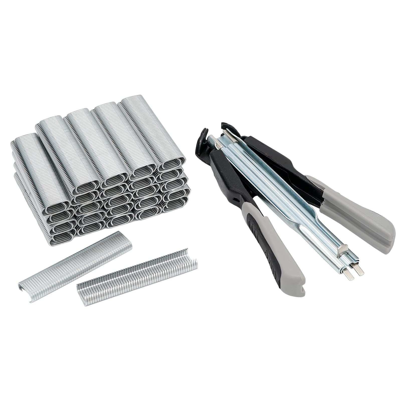 Hog Ring Plier Kit, with 2500pcs Galvanized Steel Hog Rings for Auto Feed Fence Fastener Staple Plier Nailer for Pigpen Bird cage