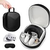 sarlar Hard Carrying Case for Meta Quest 3 VR Headset, Touch Controller and Original Fabric Head Strap, Soft Linning, Precise Slots with Lens Protector Cover, Ideal for Travel and Home Storage
