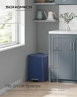 SONGMICS Kitchen Bin 20 L Steel Pedal Bin with Inner Bucket Midnight Blue view 3