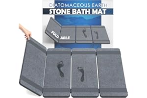 WALL QMER Foldable Stone Bath Mat, Fast Drying and Non-Slip Natural Diatomaceous Earth Mat, Multifunctional Eco-Friendly Stone Mat for Bathroom, Kitchen, 24.50" x 15.35", Dark Gray