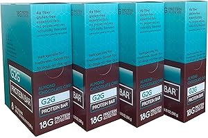 G2G Protein Bar, Almond Chocolate Chip, Real Food Ingredients, Refrigerated for Freshness, Healthy Snack, Delicious Meal Replacement, Gluten-Free, 32 Count (4 Packs of 8)