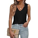 LUXVEER Women's Dressy Casual Blouses Sleeveless V Neck Ruffle Tank Tops 2026 Trendy Summer Ladies Business Work Shirts