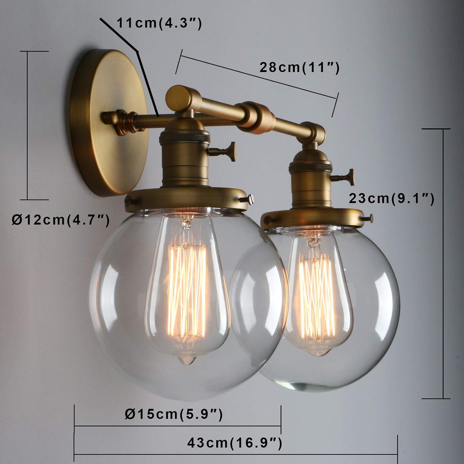 Phansthy Vintage Wandleuchte Mit Globe Glas Schirm 2 Lampen Wandleuchter Beleuchtung Fur Innen Rustikale Wandlampen Fur Wohnzimmer Badezimmer Schminkspiegel Modern Chrome Spiegelleuchten Kuche Haushalt Wohnen Ayurvedanetworkbhu Com