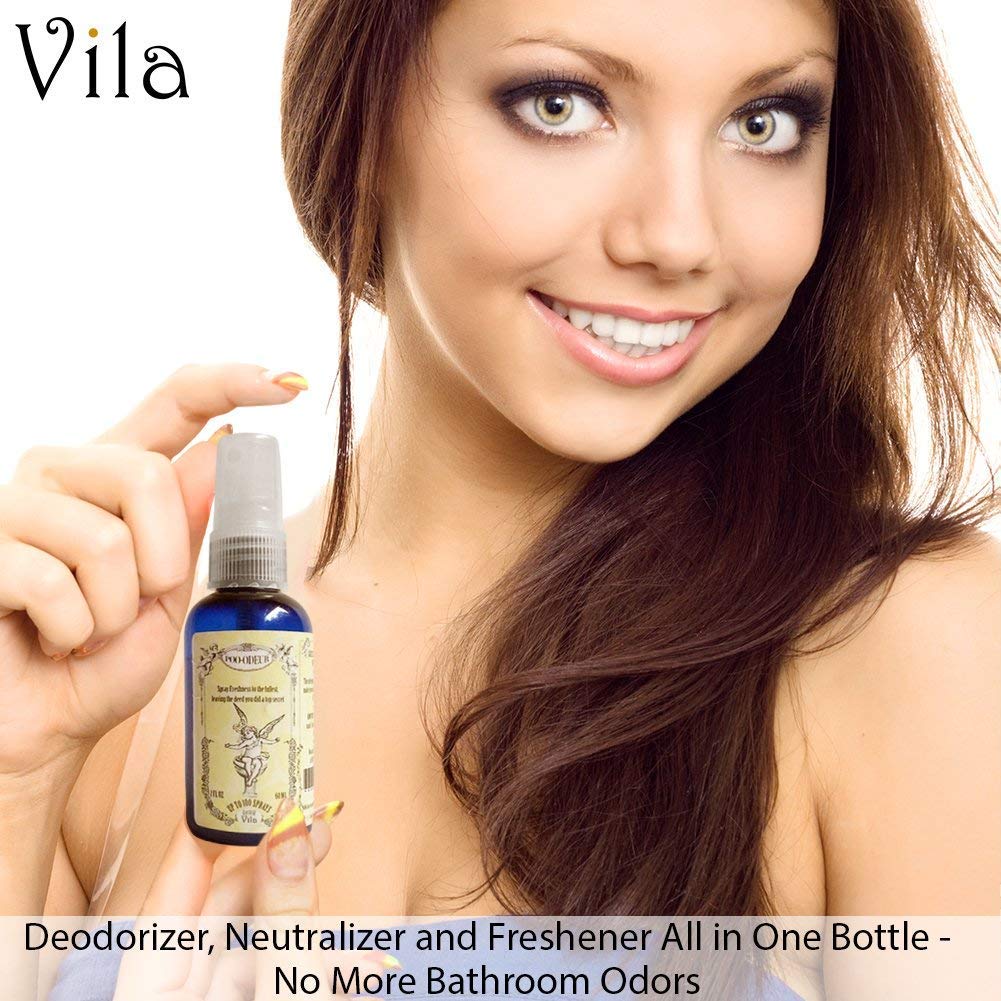 Lemongrass Toilet Spray by Vila - Prevent Bathroom Odors - 100% Essential Oils - No More Poop Smell - Deodorizer, Neutralizer and Freshener all in one 2oz Bottle