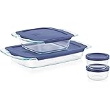 Pyrex Easy Grab 8-Piece Glass Baking Dish Set with Lids, Glass Food Storage Containers Set, 13x9-Inch, 8x8-Inch & 1-Cup Stora