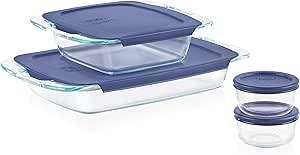 Pyrex Grab Glass Bakeware and Food Storage Set, 8-Piece, Clear