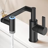 KAIYING 1080° Rotatable 1 Hole Bathroom Faucet with Temperature Display | Swivel Vanity Faucet, Modern Height Adjustable Desi