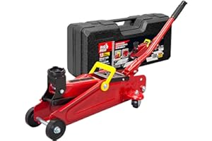 BIG RED T820014S Torin Hydraulic Trolley Service/Floor Jack with Blow Mold Carrying Storage Case, 1.5 Ton (3,000 lb) Capacity, Red