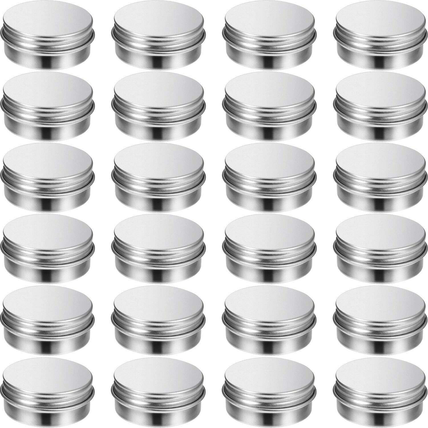 Homwel 24 Pack 1OZ Ounce of Aluminium Tank Storage container,With Screw Thread Lid Container bottle,Suitable for Storing Spices, Candies, Tea or Gifts