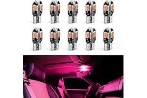 Hbxdeco 10PCS T10 LED Bulb, 12V 8000K Super Bright LED Light Bulb, 5730 8SMD Replacement Bulbs for Read Lights License Plate Lights Roof Lights Trunk Light, Universal Car Accessories (Pink)