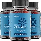 BIOMA Hair, Skin & Nails Beauty Gummies - Supports Growth & Strength with Biotin, Collagen, Zinc & Vitamins C & D - Gluten-Free - 180 Gummies (90-Day Supply, 3 Pack)