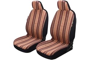 P&J AUTO P&J Baja Blanket Car Seat Covers African Designs Low Back Bucket Universal Size Fit for Most Cars SUVs Trucks Vans Woven Fabric Front Pair 2pcs Yellow Color…