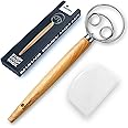 13 Inch Danish Dough Whisk with Dough Scraper, Dutch Bread Whisk with Stainless Steel Dough Hook, Sourdough Whisk for Baking, Danish Whisk for Dough, Dutch Whisk for Dough, Bread Whisking Tool