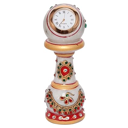 Gift Shop Ethnic Design Marble Table Clock Handicraft -108