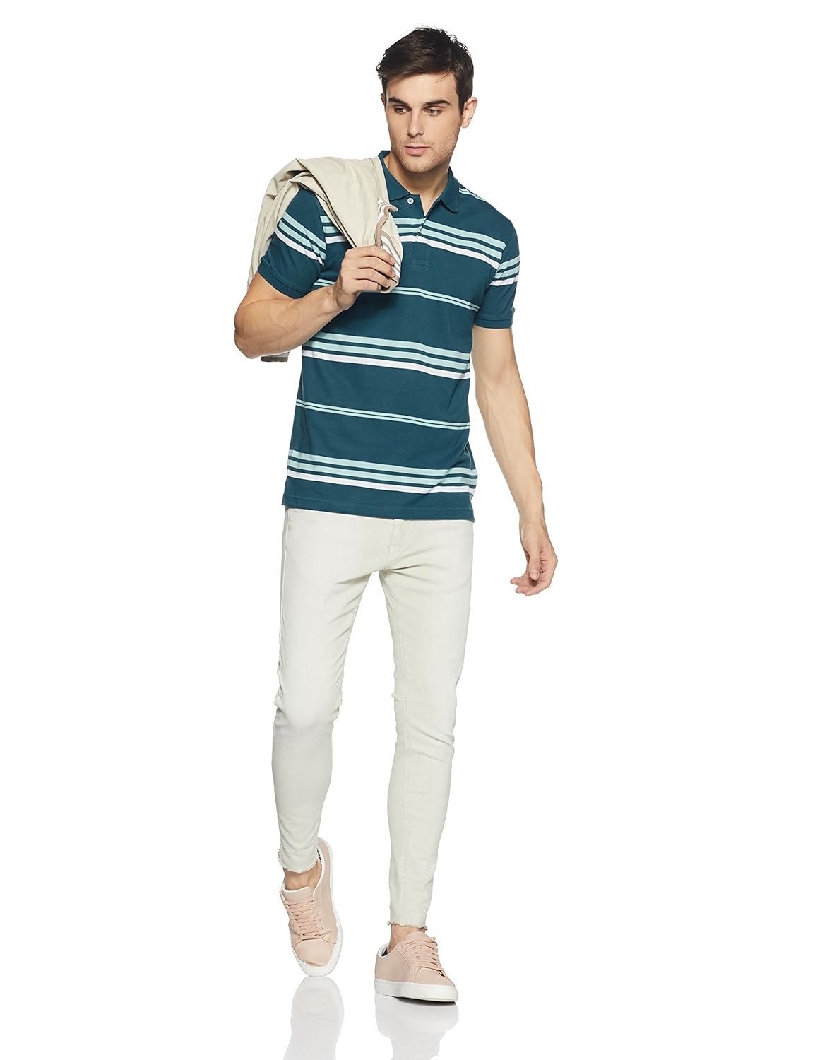 get in men's striped regular fit polo