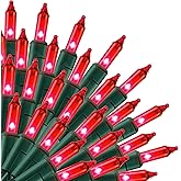 Uptotop Christmas 100 Count String Light, 20FT Plug in Waterproof String Light Decorations for Party Carnival Supplies, Outdoor Yard Garden Decor (RED)