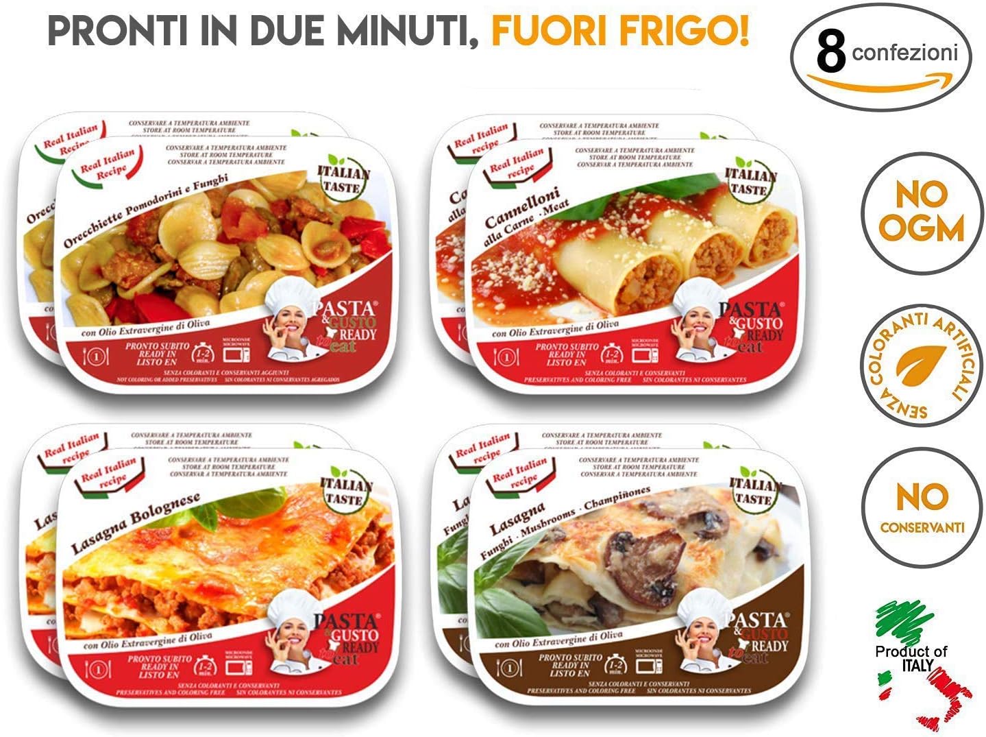 Piatti Pronti Microonde Forno Orecchiette Lasagna Bolognese Cannelloni Di Carne Lasagna Ai Funghi Fuori Frigo 8 Confezioni Amazon It Alimentari E Cura Della Casa